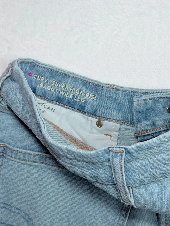 American Eagle Outfitters Pale Blue Wide-Leg Denim Jeans - Picture 5 of 8